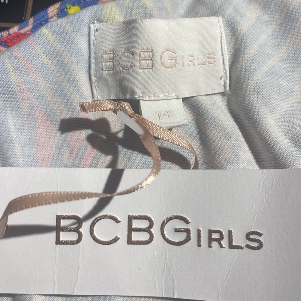NWT BCBG GIRLS PALM LEAF SUNDRESS ROSE PETAL - Picture 7 of 10